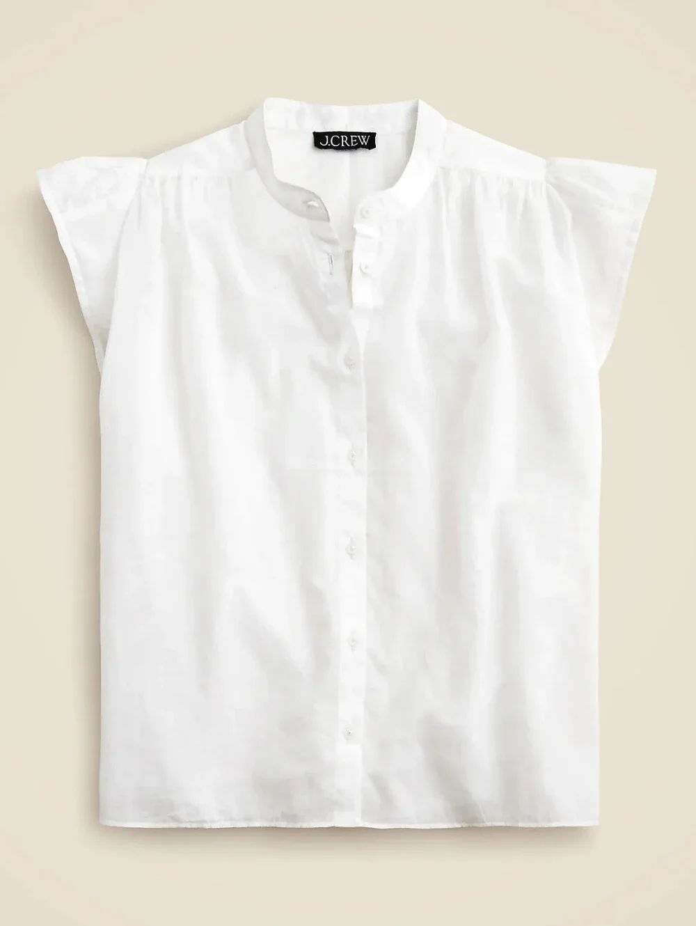 J. Crew Flutter-sleeve button-up shirt in cotton voile, White, Size XL